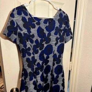 Casual Blue and Gray Scoop Neck Mini Dress